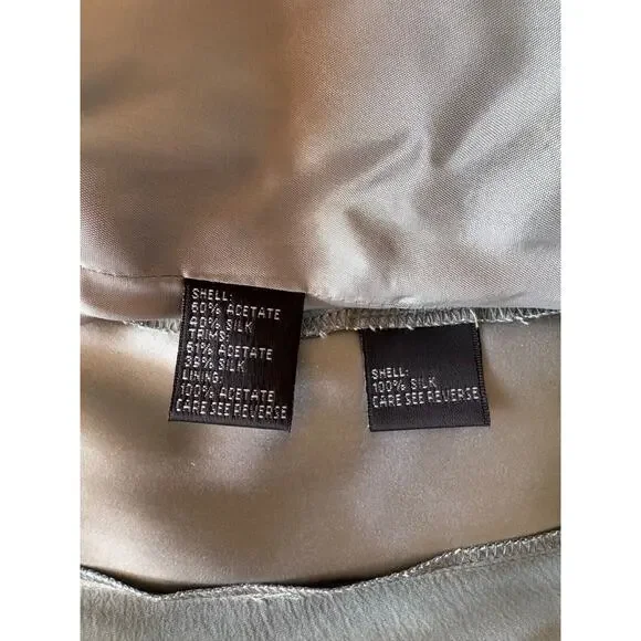 Carmen Marc Valvo Skirt Suit Sz 8 Blazer Set Jacket Silk Womens Dusty Blue Green - Picture 6 of 15